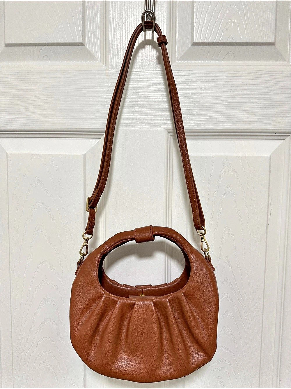 Gathered Shoulder Bag in Brown Like New